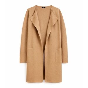 J Crew Juliette collarless sweater-blazer Open Front Cardigan Camel wool coat
